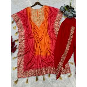 Designer <b>Kaftan</b> and Dhoti in XL Size Embroidery and Digital Print Work - Product Image 5