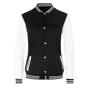 Blouson universitaire personnalisable en cuir et toile pour homme, double couche respirante, logo brodé, hiver, OEM, tendance - Product Image 1