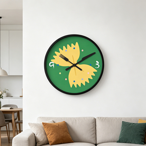 12 Inch Pasta Restaurant Theme Green Black Silent Quartz Analog <b>Wall</b> <b>Clock</b> Mediterranean Cuisine Style <b>Kitchen</b> Cafe Décor - Product Image 2