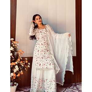 Top-Bottom y Dupatta de diseñador para mujer con hilo de lentejuelas Zari Work - Product Image 3