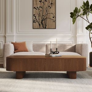 Modern Teak Wood Coffee <b>Table</b> with <b>Storage</b> Drawer Durable & Eco-Friendly Midcentury Living Room Furniture - Product Image 3