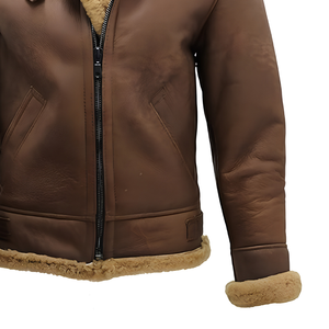 Leather Flight Jacket Custom Aviator Bomber Vintage Outerwear Zip Up Casual Streetwear <b>Coat</b> Wholesale Manufacturer - Product Image 3