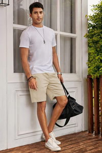 Pantalones Cortos de Verano de Algodón de Lujo al por Mayor, Pantalones Cortos de Golf Casuales de Sarga para Hombre, 100% Algodón - Product Image 3