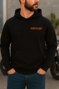 Sweat à capuche pour motards, hommes et femmes, 100% coton, design brodé, coupe ample, fermeture éclair - Product Image 3