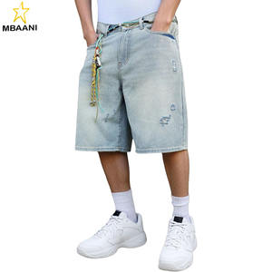 กางเกงยีนส์ขาสั้นทรงหลวมสำหรับผู้ชาย (ไม่มีเข็มขัด) ลุคสตรีทสไตล์ Y2K ฮิปฮอป แคชชวล - Product Image 1
