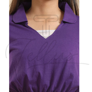 Polo de tela elástica para mujer, corte ajustado, polo ligero de verano para mujer, polo con cuello acanalado para mujer - Product Image 4