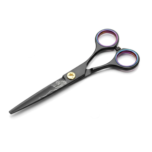 Meilleur fournisseur avec logo personnalisé, qualité supérieure, nouvelle arrivée, ciseaux de coiffure pour barbier avec pivot doré et anneaux arc-en-ciel - Product Image 1