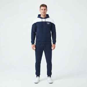 Ensemble de survêtement pour homme Hawk Eye, couleur marine et blanc, sweat-shirt et pantalon de jogging décontractés, 100% coton, vêtements d'automne - Product Image 1