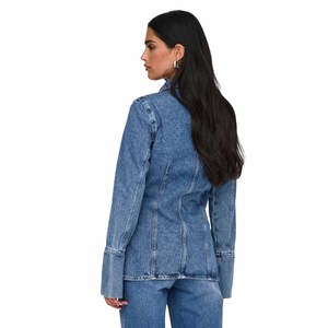 Women's Stonewashed Denim Shirt Long Sleeve Button Front Casual <b>Top</b> Solid Color Regular Fit Autumn Wear - Product Image 4