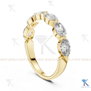 แหวนแต่งงานเพชรทรงมาร์คีส์ CVD HPHT แบบสั่งทำพิเศษ วงแหวนครึ่งวง 14K 18K ทองคำแท้ สำหรับเจ้าสาวและเจ้าบ่าว ของขวัญ - Product Image 6