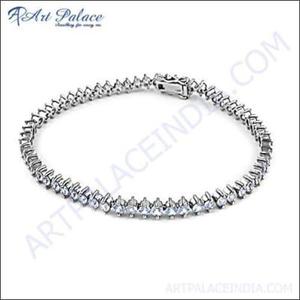 Belle Topaze Bleue Zircon Cubique Pierres Précieuses Bracelet En Argent Cz Bracelets Impressionnant Cz Bracelet - Product Image 1