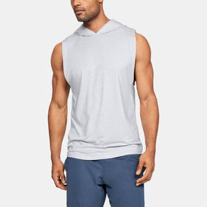 Sudadera sin mangas con capucha para hombre con logo personalizado, chaleco deportivo con cordón para gimnasio y entrenamiento, venta al por mayor - Product Image 1