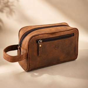 Trousse de Toilette Classique Vintage en Cuir PU pour Hommes – Luxe et Rangement de Voyage, Capacité Moyenne, Résistante à l'Eau - Product Image 1