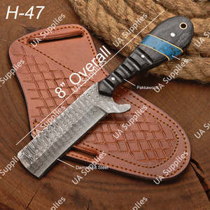 Couteau de boucher western en acier Damas fait main, manche en bois Pakka noir, personnalisable OEM/ODM, vente en gros - Product Image 2