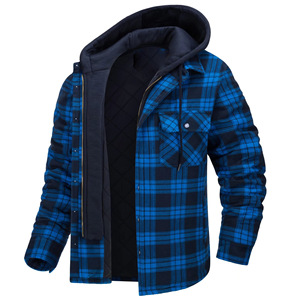Veste chemise en flanelle pour homme avec capuche amovible, doublure matelassée à carreaux, manteau d'hiver épais, sweat à capuche, vêtements d'extérieur, chemises polaires pour homme - Product Image 3