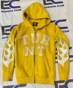Sudadera con capucha para hombre de streetwear al por mayor, con apliques, bordado desgastado, efecto descolorido por el sol, con cremallera, serigrafía y contorno de pedrería - Product Image 1
