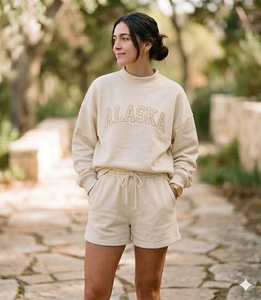 Refined <b>Mock</b> <b>Neck</b> <b>Top</b> And Shorts Set For Women Airy Feel Relaxed Lifestyle Clothing Wear - Product Image 1