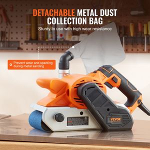 Potente Levigatrice a Nastro da 10 AMP, 4 x 24 Pollici, Levigatrice Pneumatica per Lavorazione del Legno, 6 Velocità, 274-480 M/min, 2 in 1 con Aspirazione - Product Image 5