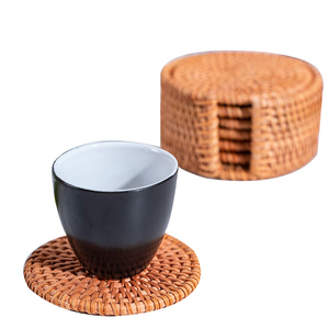 Rattan Coaster <b>Placemat</b> With Holder Bohemian Square Round Woven <b>Placemats</b> Rattan Coaster Set Dining Insulated Woven Basket - Product Image 3
