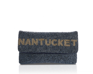<b>Navy</b> Beaded <b>Clutch</b> NANTUCKET Gold Summer Fashion Women's <b>Clutch</b> Elegant Beaded Coin Pouch with Zip Wallet Birthday Gift - Product Image 2