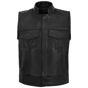 Gilet en cuir de vachette pour homme, design personnalisé de qualité supérieure, vêtement d'extérieur d'hiver respirant, design haut de gamme, sans manches, style motard - Product Image 4