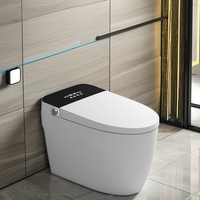 WC intelligent monobloc avec télécommande, à poser au sol, cuvette allongée et nettoyeur moussant pour salle de bain