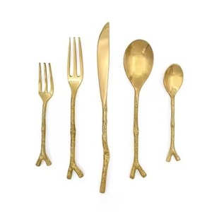 Classic <b>Gold</b> Brass Cutlery Set Stylish Dining Flatware Utensil Collection Premium <b>Table</b> Decor For Restaurant - Product Image 2