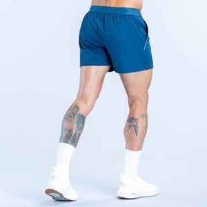 Short décontracté pour homme, bleu uni, anti-plis, imprimé ananas, séchage rapide, polyester 180g, taille mi-haute, fermeture à cordon, élastique, longueur courte - Product Image 6