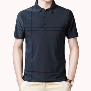 เสื้อเชิ้ตแขนสั้นผู้ชายสีพื้นผ้าฝ้ายระบายอากาศดีสไตล์ลำลองสำหรับเล่นกอล์ฟแฟชั่นฤดูร้อน - Product Image 4