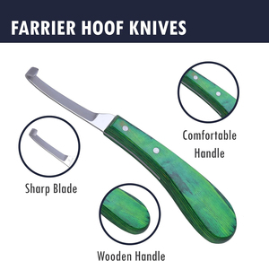 Cuchillo Profesional para Pezuñas, Cuchillo de Herrador de Acero Inoxidable de Primera Calidad con Mango de Madera Verde, Herramienta Afilada para Recortar Pezuñas de Caballos - Product Image 5