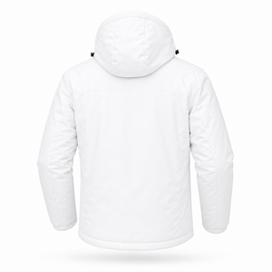 Custom <b>Men's</b> Solid <b>White</b> Hooded <b>Puffer</b> <b>Jacket</b> Waterproof Windproof Winter Insulated Outdoor Thermal Coat Full Zip Parka OEM ODM - Product Image 4