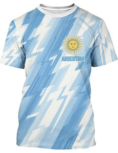 Maillot de football sublimé de haute qualité pour homme, bleu et blanc, imprimé drapeau, col rond, manches courtes, respirant, en maille, vêtement de sport pour adulte - Product Image 1