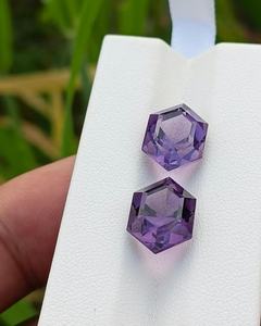 Pierres précieuses en améthyste naturelle, taille hexagonale, violet violet, pierres en vrac pour la fabrication de bijoux, cristal facetté de qualité supérieure - Product Image 1