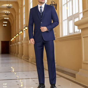 Uniforme de Oficina Corporativo de Tres Piezas para Hombre, Color Azul Marino, Transpirable, con Chaleco y Corbata, para Vestimenta Formal - Product Image 3