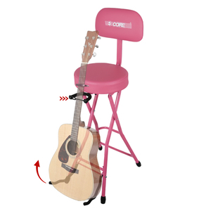 Taburete de guitarra de acero de aleación de hierro de 5 núcleos, silla acolchada de 3,15 pulgadas con respaldo, asiento musical plegable con reposapiés incorporado - Product Image 1