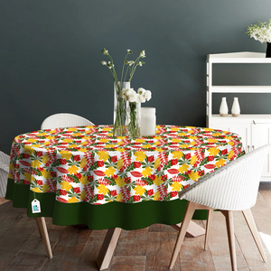 Nappe ronde en coton 100% à imprimé floral moderne, tissée, douce, imperméable, résistante à l'huile, décorative, pour la salle à manger et la cuisine - Product Image 1