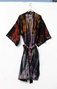 Kimono teint en ombre, tenue de nuit, tenue de salon en coton, cravate teintée en soie, kimono sari en soie vintage pour femmes, nouvel arrivage - Product Image 5