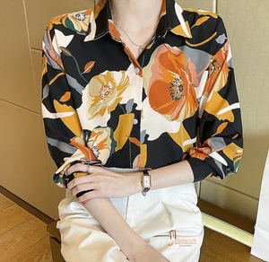 Chemise décontractée d'été en tricot à manches longues pour femme avec broderie, style vintage français, nouveau design pour femme - Product Image 1