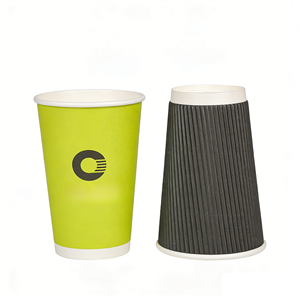 Gobelets à café isolés en carton ondulé synthétique jetables de qualité alimentaire avec couleur et taille personnalisables – Vente en gros - Product Image 3