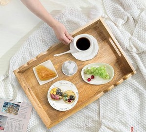 Plateau de service rustique en bois écologique de luxe avec poignées, idéal pour le petit-déjeuner, la table basse, l'ottoman, la cuisine et la maison - Product Image 6