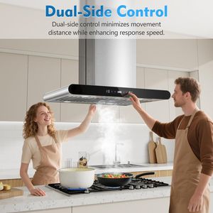 Cappa aspirante a isola bifacciale da 30/36 pollici, 700 CFM, a soffitto, convertibile canalizzata/non canalizzata, con controlli touch e gestuali - Product Image 6