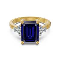 Bague de fiançailles et de mariage en moissanite taille émeraude de qualité supérieure avec pierres latérales en moissanite, en argent sterling plaqué or, bijou classique