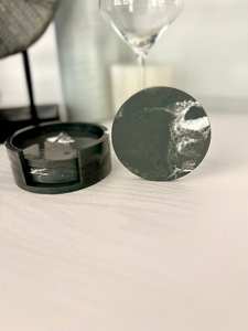 Sous-verres effet marbre en béton avec support, ensemble de sous-verres faits à la main - Product Image 5