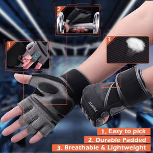 Guantes de Gimnasio de Cuero Sintético Resistentes para Hombres y Mujeres, Guantes de Entrenamiento de Levantamiento de Pesas, Diseño Antideslizante con Estabilización de Muñeca - Product Image 2