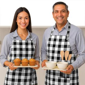 Kitchen Apron 2 Pack - 100% Cotton Adjustable, Durable Apron with Pockets, Perfect for Cooking, <b>Baking</b>, Grilling - Product Image 3