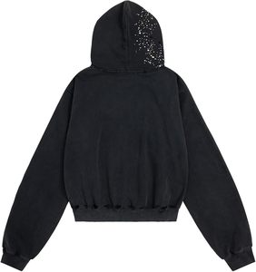 Star <b>Rhinestone</b> Zip Up Hoodies Women's Men's Casual Hooded <b>Jackets</b> Unisex Loose Crystal Y2K Pocket Sweatshirts - Product Image 2