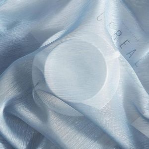 Set di 2 Tende in Voile Semi-Trasparente Blu Polvere con Occhielli, 137 cm L x 213 cm L, per Camera da Letto e Cucina - Product Image 5