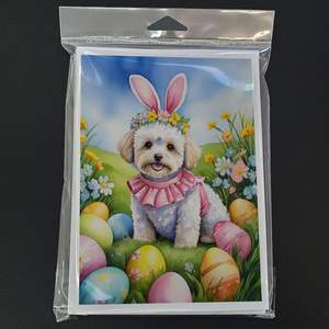 Maltipoo <b>Easter</b> Egg Hunt Greeting <b>Cards</b> <b>Pack</b> of 8 Whimsical A7 Size 5x7 Blank Note <b>Cards</b> with Envelopes - Product Image 3