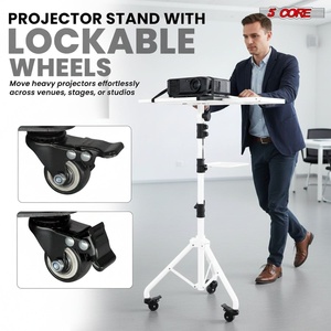 Support de projecteur 5-en-1, trépied réglable 71 pouces, chariot portable pour ordinateur portable avec 2 étagères et support de téléphone - Product Image 3