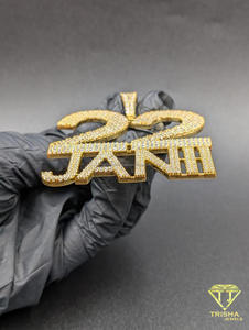 Colgante de Diamante Moissanita Personalizado con Número 22, Collar con Nombre Jani, Colgante con Nombre Personalizado, Colgante Iced Out - Product Image 3